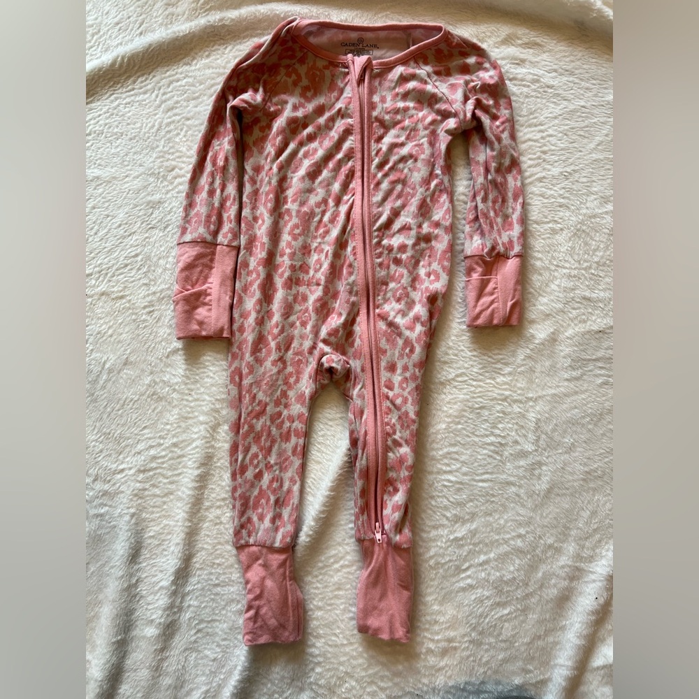 Caden Lane Pink Leopard-Print Footed One-Piece